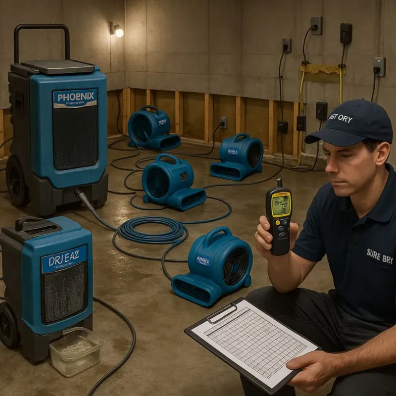 Structural Drying and Dehumidification process in Riverton, NJ